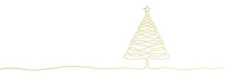 Continuous one line drawing Christmas Tree Vector Icon, Happy Xmas Monoline Spruce, New Year Pines Holiday Silhouettes, One Line Christmas Tree Shapes Illustration