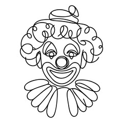 Continuous one line drawing clown Vector