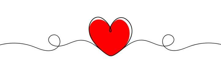 Sweet cute heart. Continuous one line drawing