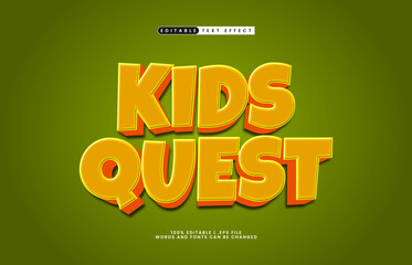 kids quest playful and colorful editable text effect for kids games