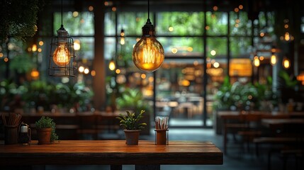 Warm Lighting in a Cozy Cafe