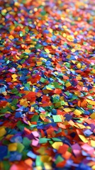 Obraz premium A colorful array of confetti in vibrant shades of red, blue, yellow, and green.