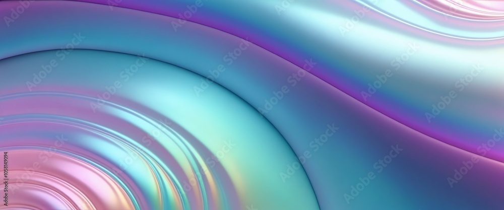 Poster abstract iridescent waves with smooth gradients and fluid motion in pastel tones