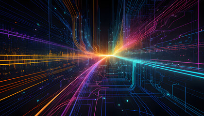 A visually striking abstract representation of data flowing