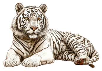 Obraz premium PNG Vintage drawing of white tiger wildlife animal mammal.