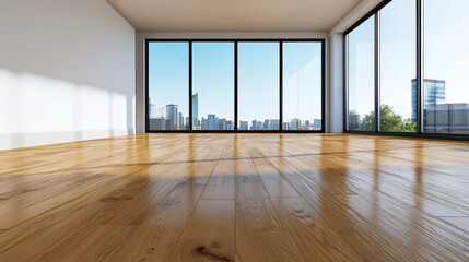 Fototapeta premium Renovating Home Interiors: Installing Wooden Flooring for a Fresh Look