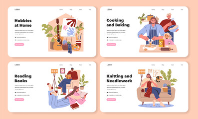 Hobbies at Home. Flat Vector Illustration