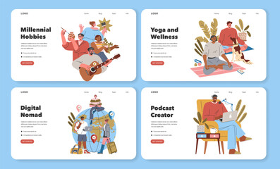 Millennial Hobbies. Flat Vector Illustration