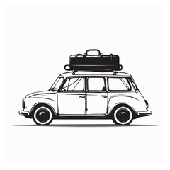 Car Luggage On Roof Bag On Stock Image vector isolated on white background