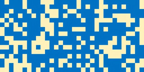 Abstract Pixelated Pattern with Blue and Yellow Squares. Perfect for backgrounds, digital designs, and modern art-inspired projects.