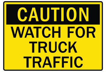 Fototapeta premium Truck safety warning sign watch for truck traffic
