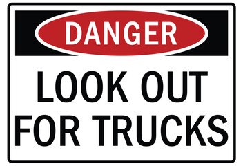 Fototapeta premium Truck safety warning sign look out for trucks