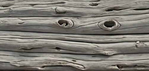 Weathered driftwood texture in soft gray tones, showing natural grooves 
