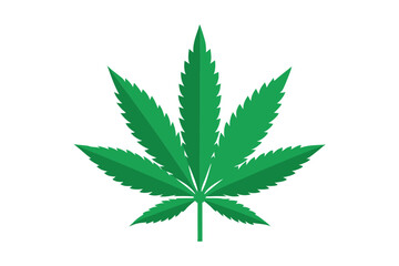 Cannabis Leaf Vector Illustration: Detailed Botanical Icon Isolated on White for Natural and Minimalistic Design