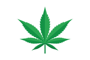 Cannabis Leaf Vector Illustration: Detailed Botanical Icon Isolated on White for Natural and Minimalistic Design