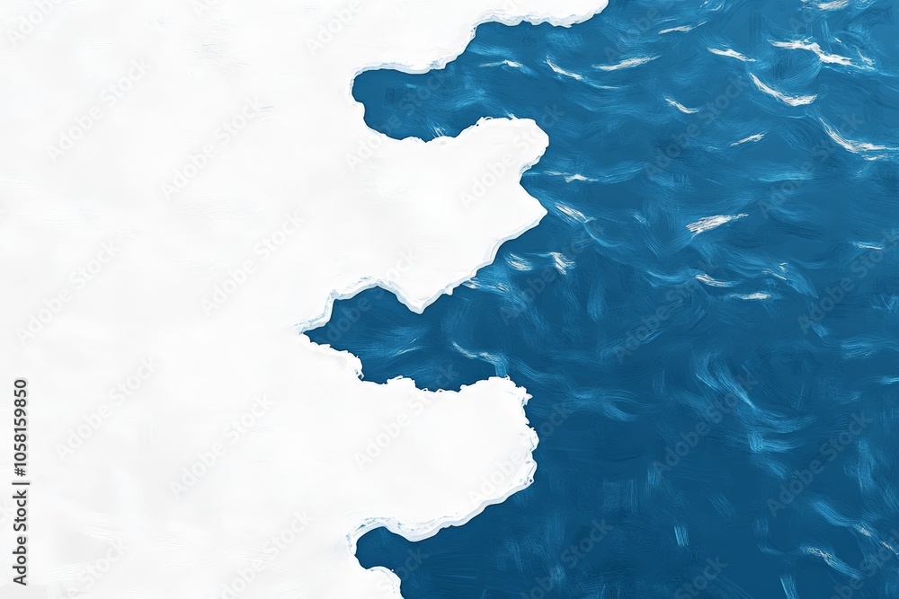 Aufkleber overhead view of arctic ice fracturing on open water depicting natural patterns and textures in a co