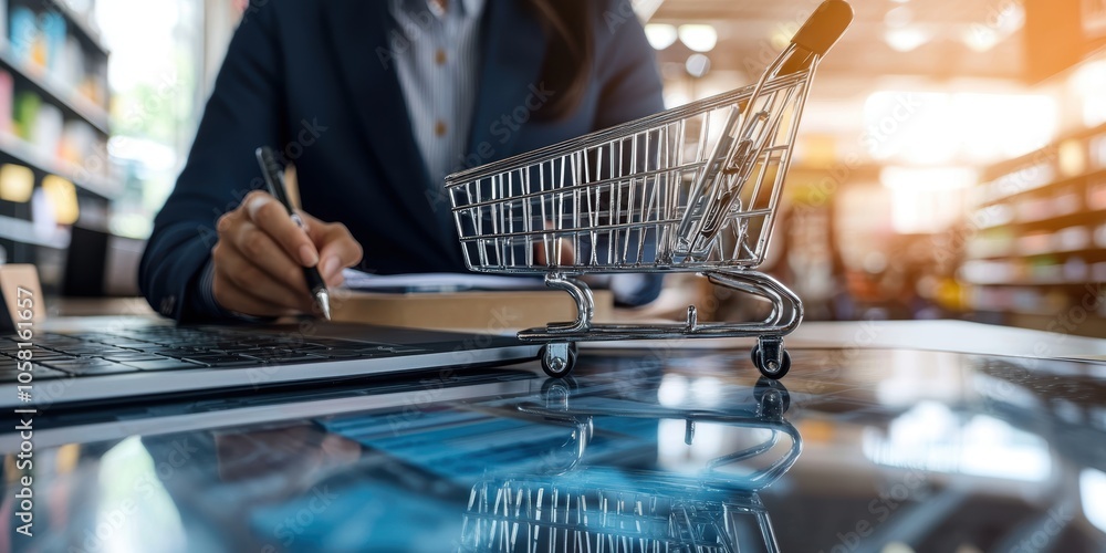 Poster ecommerce manager analyzing sales data to enhance online customer experience with detailed analytics