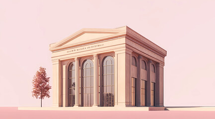 Obraz premium Medium-Brown Library Building: A Public Knowledge Sanctuary