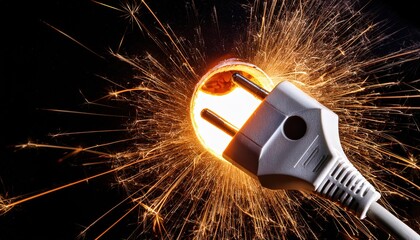 Electric Plug Creating Sparks with Energy