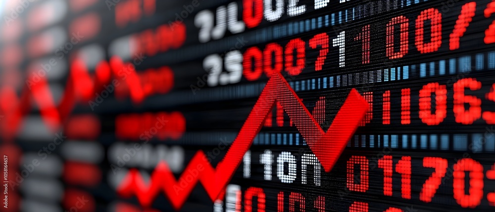 Poster Finance professional analyzing market index fluctuations and financial data displayed on a digital dashboard in an office setting  Concept of financial analytics investment strategy