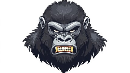 Fototapeta premium Gorilla Head Illustration on White Background