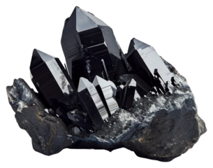 PNG Shiny black tourmaline crystal cluster