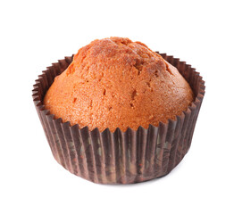 One delicious sweet muffin isolated on white