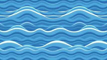 Fototapeta premium Abstract seamless pattern of blue water waves with vector curve lines, perfect for background designs, waves, repeat, pattern