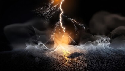 Captivating Lightning Strike over Smoky Background