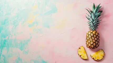 pineapple laid out on a light pastel surface for background