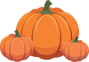 Set of three autumn pumpkins in minimalist style, for Thanksgiving decor, web elements, seamless patterns.