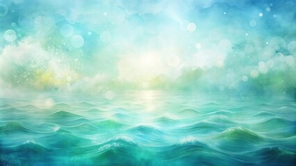 Dreamy watercolor-inspired wallpaper with soft hues of blue and green depicting gentle waves and ripples, natural, wave, watercolor, soothing