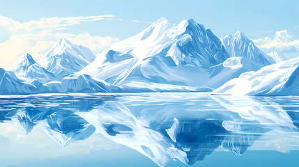 Captivating crystalline structure reflecting on frozen lake surface. Crystal Clear Ice Lake. Illustration