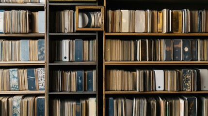 Organized set of compact discs arranged in a neat stack, highlighting their reflective surfaces and modern design. Ideal for visuals related to digital media, music storage, or retro technology,