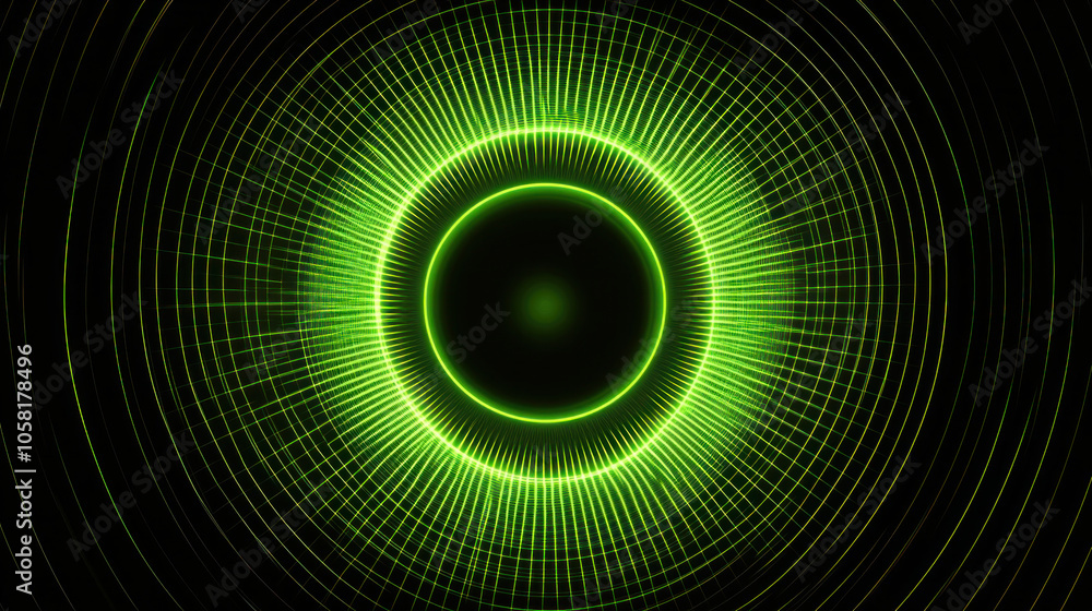 Poster a green circle with a black background. the circle is surrounded by a green border. the circle is th