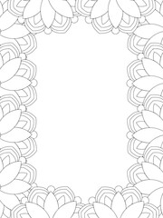 All these designs are hand-drawn and unique 
Flower Border is a Beautiful black and white illustration for adult coloring book,
This is a printable Beautiful Zentangle Coloring page for KDP Interior,