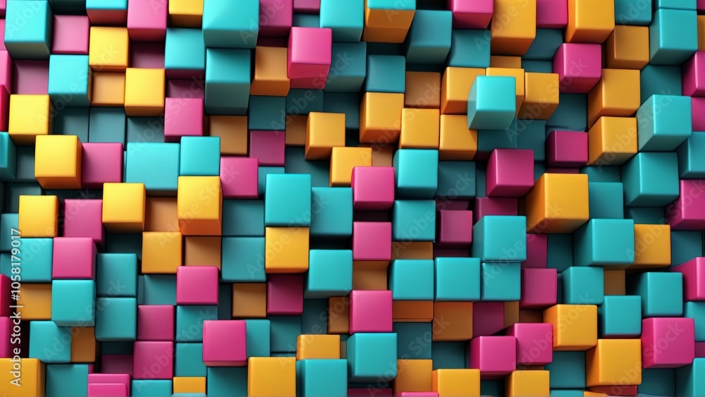 Poster colorful geometric cube pattern with vibrant 3d blocks in abstract design