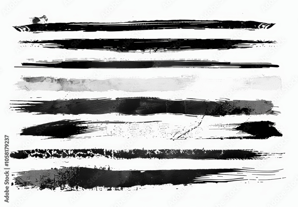 Poster grunge brush stroke vectors horizontal lines ink textures black hand drawn illustration design eleme