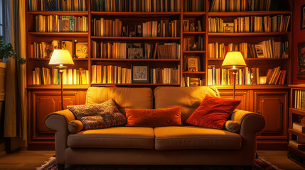 たくさんの本とソファ