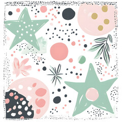 Geometric and Organic Doodle Tile and Carpet Designs with White Borders | Hand-drawn, Abstract, Floral, and Symmetrical Patterns in Soft Pastel and Earth Tones