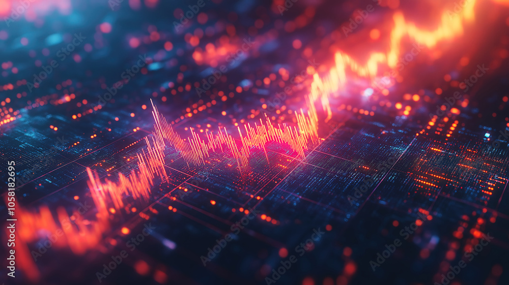 Poster visualizing the impact of a price crash in a bear market with digital graphs in