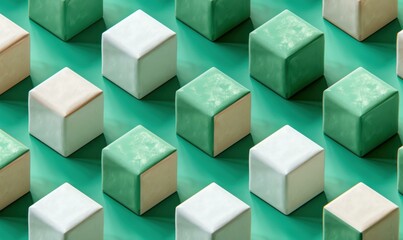 Obraz premium Cubes of different colors arranged in a repeating pattern. AI.