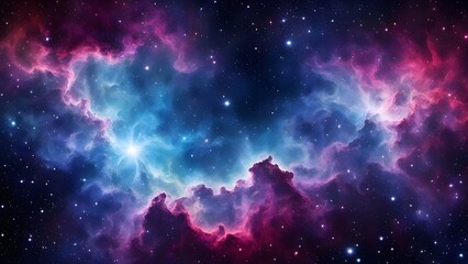 Fototapeta premium Majestic Nebula in Deep Space: A Vibrant Display of Cosmic Clouds, Starlight, and Infinite Mystery within the Expansive Universe