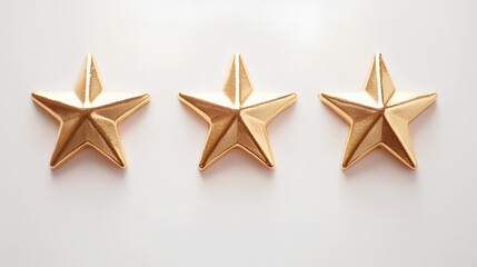 Obraz premium Five star rating review icon, golden 5 stars in a row