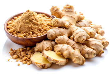 Ayrvedic ginger, isolated on white background
