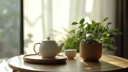 Teapot on a wooden table