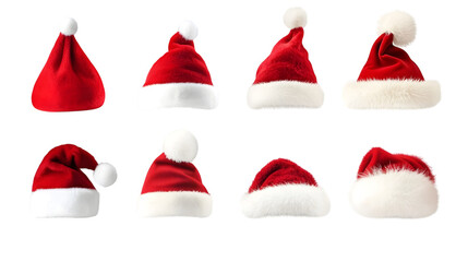 Santa Claus red hat with white fur set isolated on white background