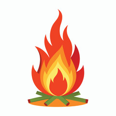 vector bonfire on white background