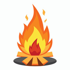 vector bonfire on white background
