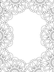 All these designs are hand-drawn and unique 
Flower Border is a Beautiful black and white illustration for adult coloring book,
This is a printable Beautiful Zentangle Coloring page for KDP Interior,